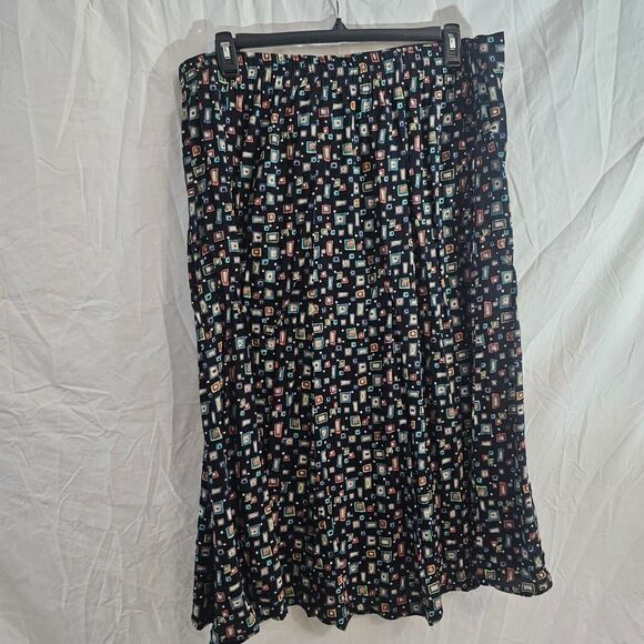 Vintage retro 70s 80s patterned plus size a-line skirt - Picture 3 of 5